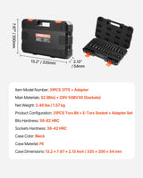 Torx Bit Socket and External Torx Socket Set 31-Piece T8-T70 and E4-E24 Steel - Close-Up Angle