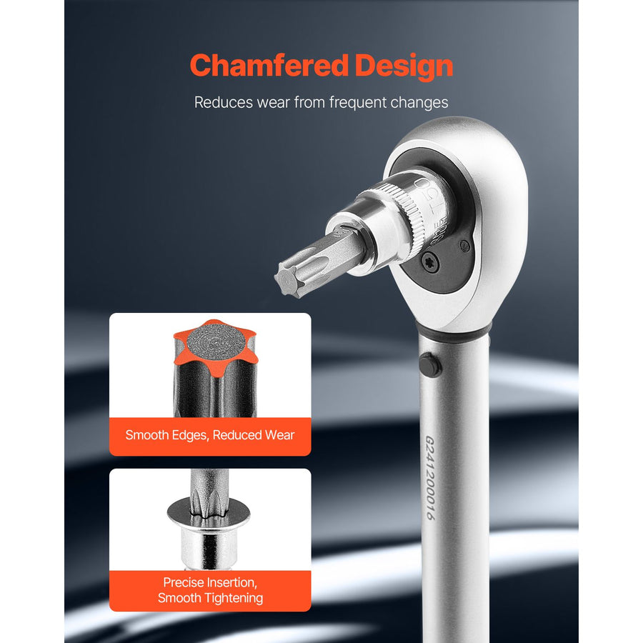 Torx Bit Socket and External Torx Socket Set, 60-Piece T6-T70, TT6-TT70, TP8-TP60, E4-E24, S2 Alloy Steel and Cr-V Steel, 1/4 in, 3/8 in, and 1/2 in Drives, with Enhanced Storage Case, Hand Use