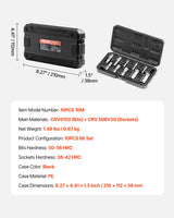 XZN Triple Square Spline Bit Socket Set 10-Piece M4-M18 Cr-V Steel Storage Case - Close-Up Angle