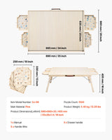VEVOR 1500 Piece Puzzle Board with Folding Leg Portable Wooden Jigsaw 86x63cm - Close-Up Angle