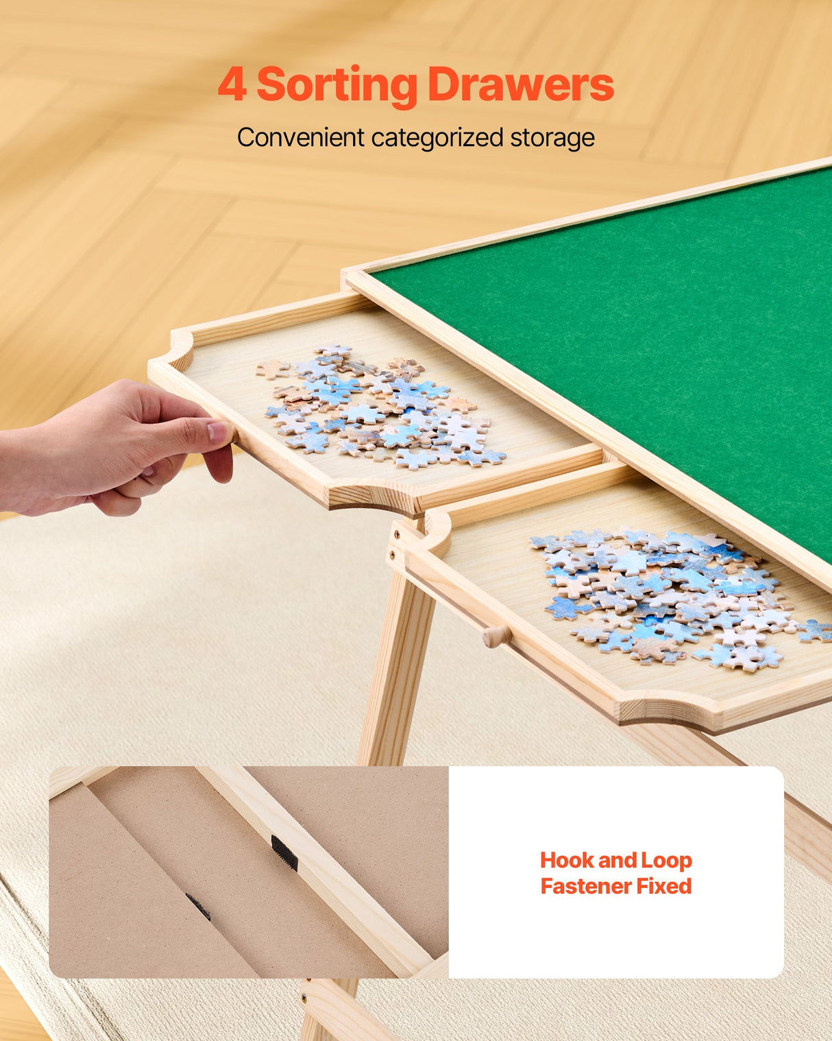 VEVOR 1500 Piece Puzzle Board with Folding Leg Portable Wooden Jigsaw 86x63cm
