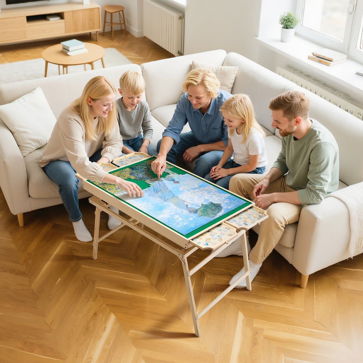 VEVOR 1500 Piece Puzzle Board with Folding Leg Portable Wooden Jigsaw 86x63cm