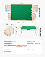 VEVOR 1500 Piece Puzzle Board with Folding Leg Portable Wooden Jigsaw 86x63cm - Rear View