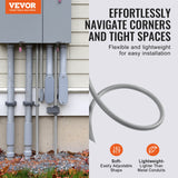 VEVOR 12.7 mm Flexible Electrical Conduit, 30.5 m, PVC Liquid-Tight Conduit Non-Metallic with 5 Straight and 5 90-Degree Conduit Connector Fittings, for Air Conditioning Motor Controller Pump, IP65 - Front View