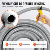 VEVOR 12.7 mm Flexible Electrical Conduit, 30.5 m, PVC Liquid-Tight Conduit Non-Metallic with 5 Straight and 5 90-Degree Conduit Connector Fittings, for Air Conditioning Motor Controller Pump, IP65 - Side View