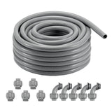 VEVOR 12.7 mm Flexible Electrical Conduit, 30.5 m, PVC Liquid-Tight Conduit Non-Metallic with 5 Straight and 5 90-Degree Conduit Connector Fittings,