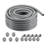 VEVOR 12.7 mm Flexible Electrical Conduit, 30.5 m, PVC Liquid-Tight Conduit Non-Metallic with 5 Straight and 5 90-Degree Conduit Connector Fittings, for Air Conditioning Motor Controller Pump, IP65 - Extra Image