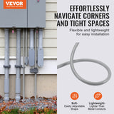VEVOR 25.4 mm Flexible Electrical Conduit, 30.5 m, PVC Liquid-Tight Conduit Non-Metallic with 5 Straight and 5 90-Degree Conduit Connector Fittings, for Air Conditioning Motor Controller Pump, IP65 - Front View