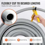 VEVOR 25.4 mm Flexible Electrical Conduit, 30.5 m, PVC Liquid-Tight Conduit Non-Metallic with 5 Straight and 5 90-Degree Conduit Connector Fittings, for Air Conditioning Motor Controller Pump, IP65 - Side View