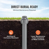 VEVOR 25.4 mm Flexible Electrical Conduit, 30.5 m, PVC Liquid-Tight Conduit Non-Metallic with 5 Straight and 5 90-Degree Conduit Connector Fittings,