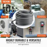 VEVOR 25.4 mm Flexible Electrical Conduit, 30.5 m, PVC Liquid-Tight Conduit Non-Metallic with 5 Straight and 5 90-Degree Conduit Connector Fittings, for Air Conditioning Motor Controller Pump, IP65 - Close-Up Angle