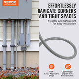 VEVOR 19.1 mm Flexible Electrical Conduit, 30.5 m, PVC Liquid-Tight Conduit Non-Metallic with 5 Straight and 5 90-Degree Conduit Connector Fittings,