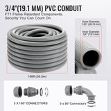 VEVOR 19.1 mm Flexible Electrical Conduit, 30.5 m, PVC Liquid-Tight Conduit Non-Metallic with 5 Straight and 5 90-Degree Conduit Connector Fittings, for Air Conditioning Motor Controller Pump, IP65 - Top-Down View