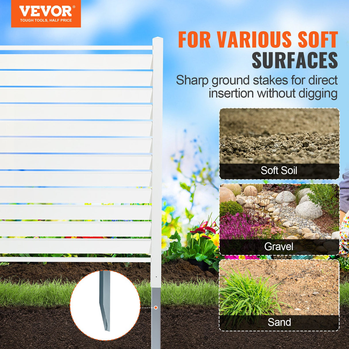 VEVOR 48" W x 48" H Vinyl Privacy Fence Panels, Air Conditioner Fence, Outdoor Privacy Screens for Trash Can, Pool Equipment Enclosure, Privacy Screen