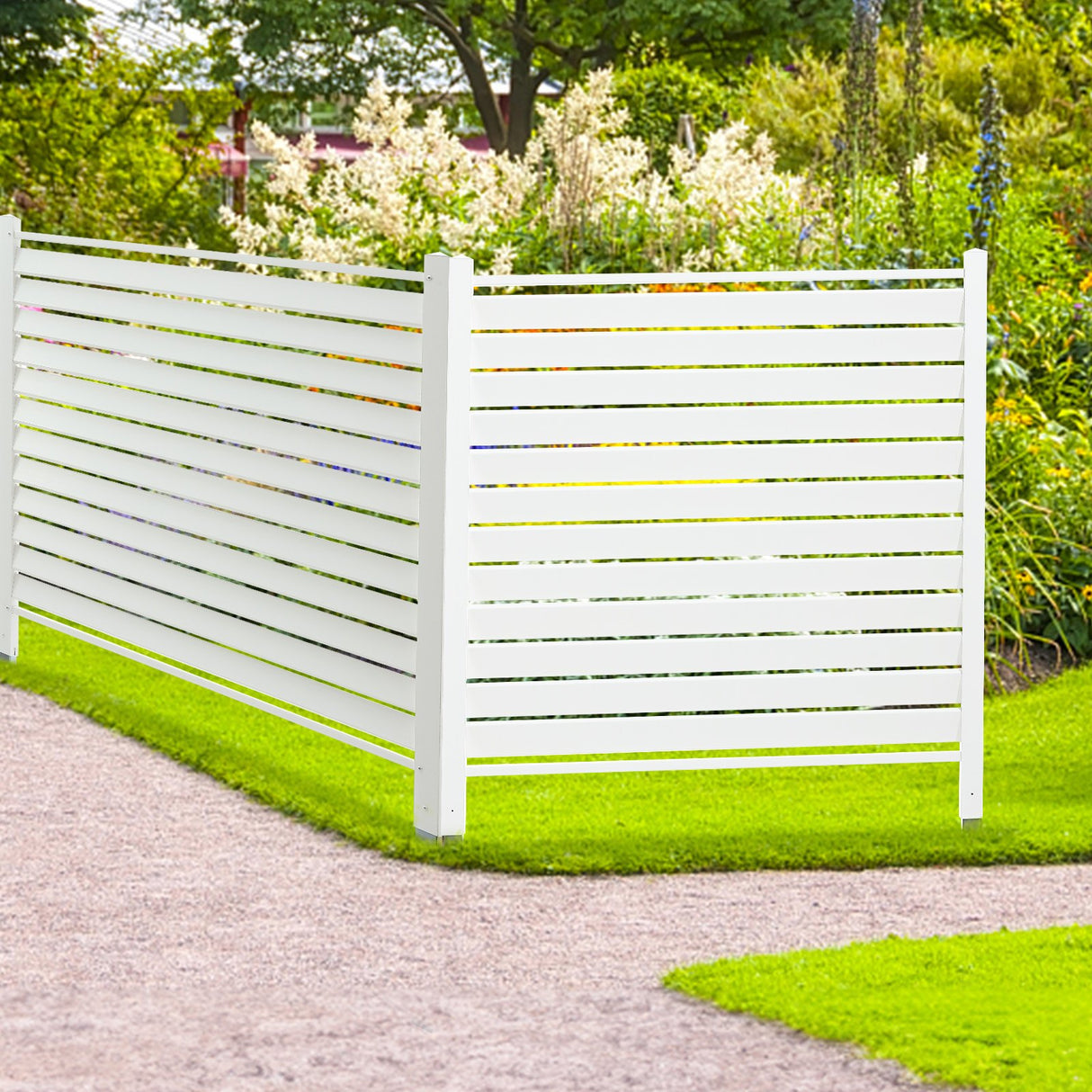 VEVOR 48" W x 48" H Vinyl Privacy Fence Panels, Air Conditioner Fence, Outdoor Privacy Screens for Trash Can, Pool Equipment Enclosure, Privacy Screen