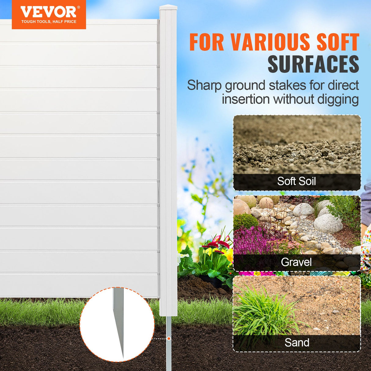 VEVOR Outdoor Privacy Screens, 50" W x 50" H Air Conditioner Fence, Pool Equipment Enclosure, Horizontal Vinyl Privacy Fence, Perfect to Enclose Trash