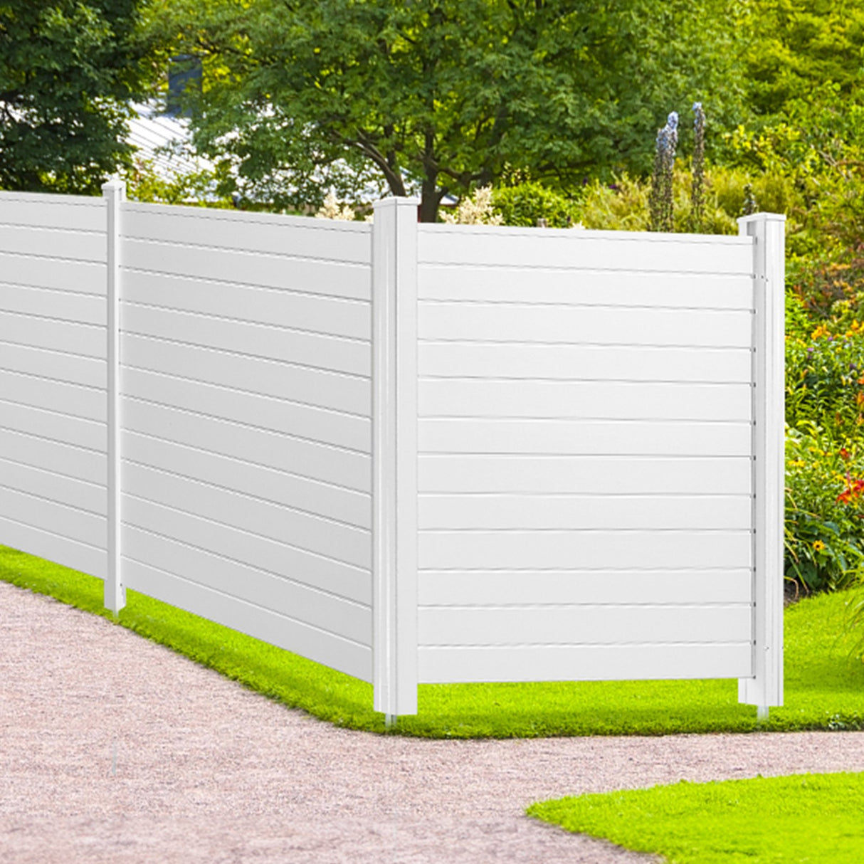 VEVOR Outdoor Privacy Screens, 50" W x 50" H Air Conditioner Fence, Pool Equipment Enclosure, Horizontal Vinyl Privacy Fence, Perfect to Enclose Trash