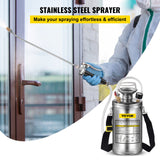 VEVOR 1.5Gal Stainless Steel Sprayer, Set with 16" Wand& Handle& 3.3FT Reinforced Hose, Hand Pump Sprayer with Pressure Gauge&Safety Valve, Adjustable Nozzle Suitable for Gardening& Sanitizing
