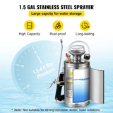 VEVOR 1.5Gal Stainless Steel Sprayer, Set with 16