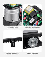 VEVOR 280W Electric Sliding Gate Opener 816kg Chain Drive Infrared Sensor - Rear View