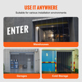 VEVOR Strip Curtain, 213.4 cm Height x 122 cm Width, 2 mm Thickness, 8PCS Clear PVC Strip Door Curtain, Freezer Curtain, Plastic Door Strips for Walk in Freezers, Cooler, Warehouse, with 50% Overlap - Rear View