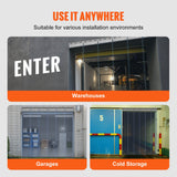 VEVOR Strip Curtain, 213.4 cm Height x 97 cm Width, 2 mm Thickness, 6PCS Clear PVC Strip Door Curtain, Freezer Curtain, Plastic Door Strips for Walk in Freezers, Coolers, Warehouse, with 50% Overlap - Rear View
