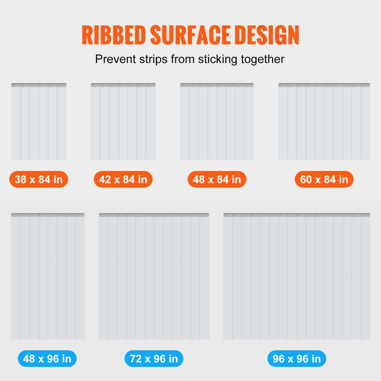 VEVOR Strip Curtain, 84" Height x 60" Width, 0.08" Thickness, 10PCS Clear PVC Strip Door Curtain, Freezer Curtain, Plastic Door Strips for Walk in Freezers, Coolers & Warehouse Doors, with 50% Overla