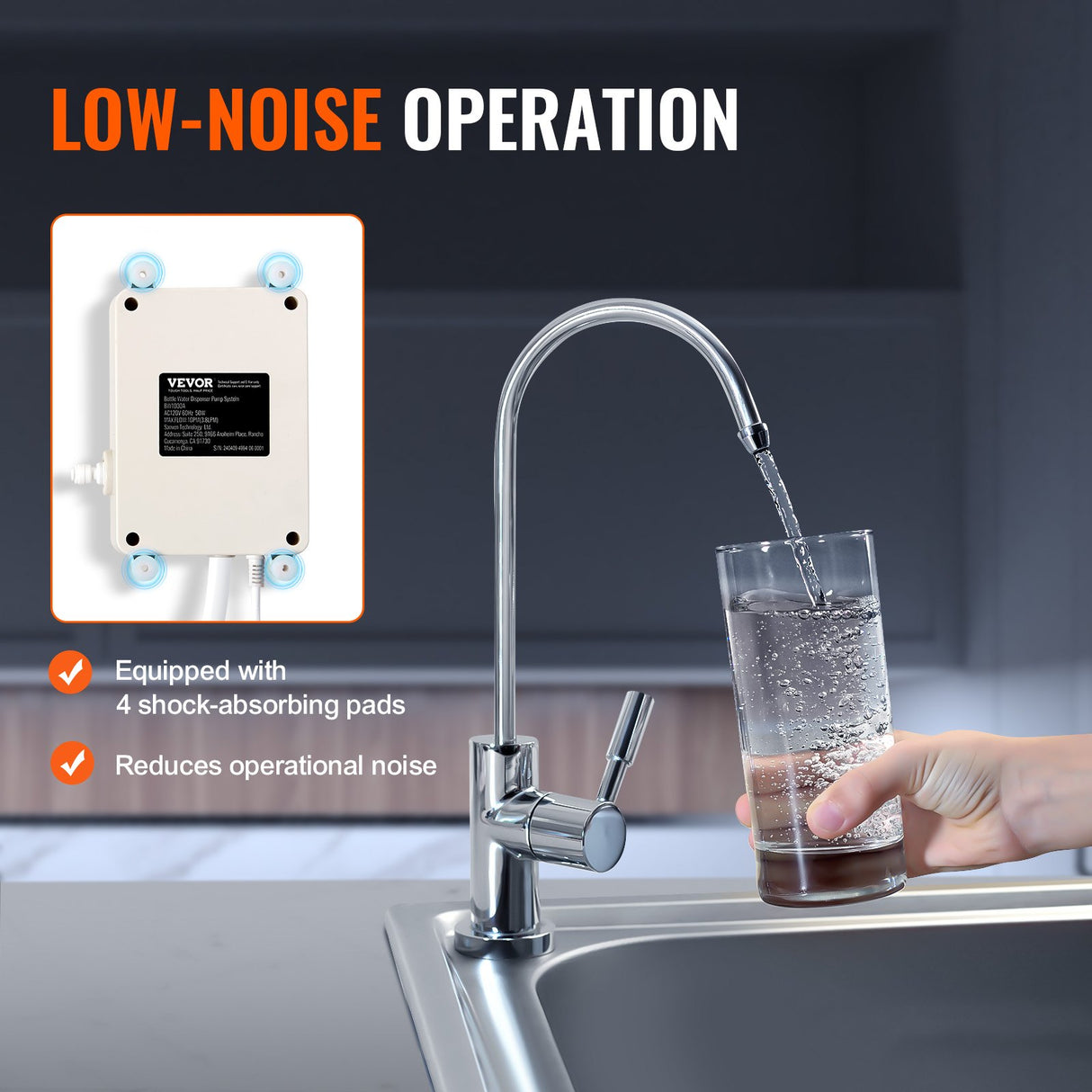 VEVOR Bottled Water Dispenser Pump System, 2x5 Gallon Dispensing System, Automatic Electric Water Dispenser, Double-Pipe Water Jug Pump, Compatible Use with Coffee/Tea Machine, Refrigerator, Ice Maker