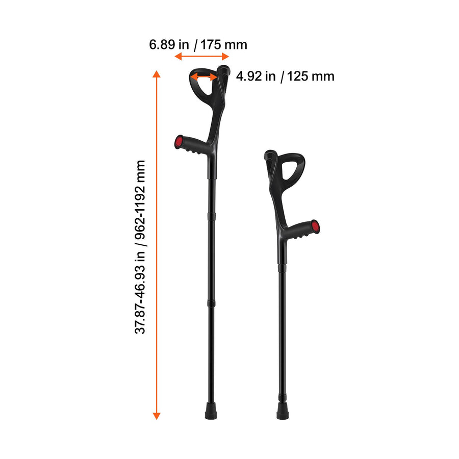 Forearm Crutches 10-Level Height Adjustable Walking Crutches 1 Pair 350LBS
