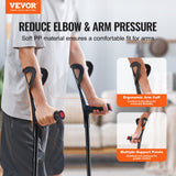 VEVOR Forearm Crutches 10-Level Height Adjustable Walking Crutches 1 Pair 350LBS - Front View