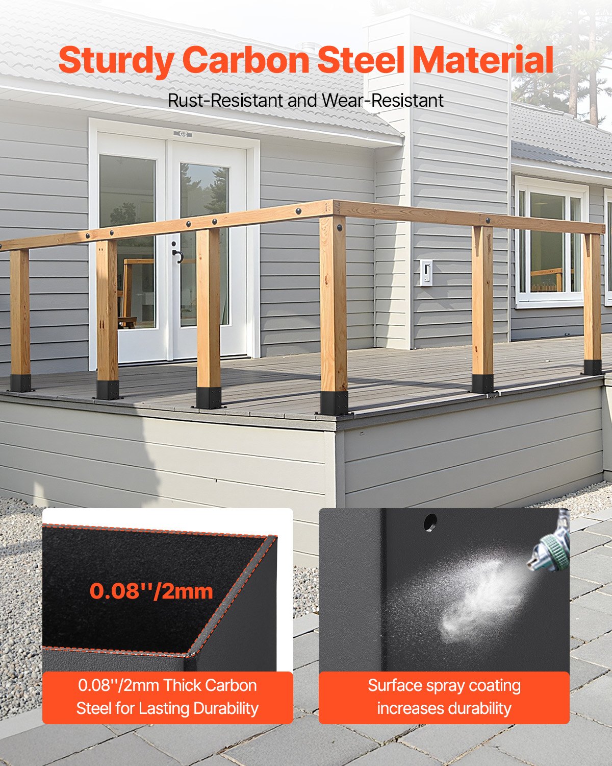 VEVOR 8 Pcs 4x4 Post Base Bracket Wood Fence Post Anchor Inner Size 3.6x3.6 in