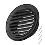 145 mm Wall Vent Cover, Louvered Round AC Vent Gable Cover, Premium Stainless Steel & with Built-in a Protection Screen, for House,Bathroom,Garage,Kitchen,Basement (2 Pack, Black)