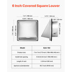 145 mm External Extractor Wall Vent Cover, Square AC Vent Gable Cover, Premium Stainless Steel & with Built-in a Protection Screen, for House,Bathroom,Garage,Kitchen,Basement (1 Pack, Silver)