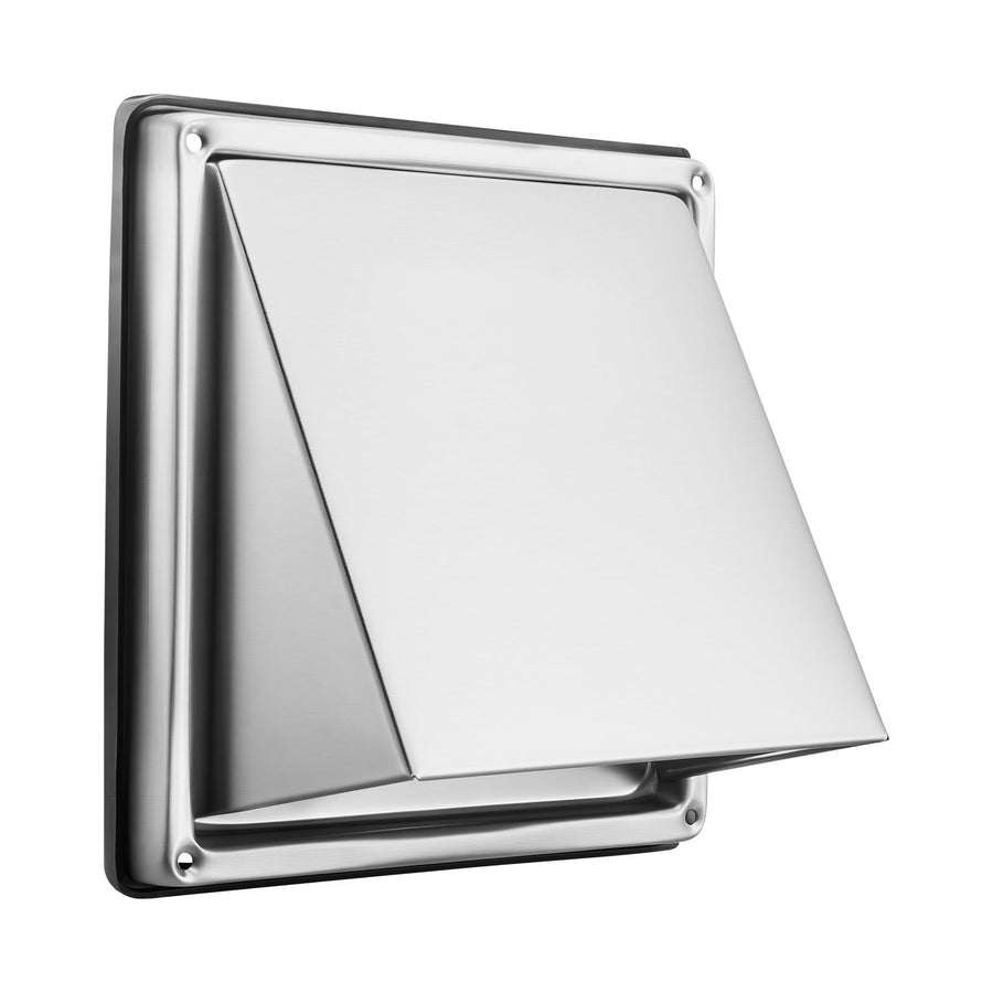 145 mm External Extractor Wall Vent Cover, Square AC Vent Gable Cover, Premium Stainless Steel & with Built-in a Protection Screen, for House,Bathroom,Garage,Kitchen,Basement (1 Pack, Silver)