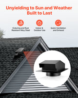 VEVOR 149 mm Hooded Wall Vent Cover SPCC Steel Roof Exhaust 1 Pack Black - Side View