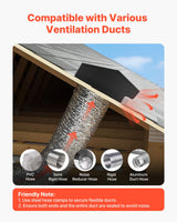 VEVOR 149 mm Hooded Wall Vent Cover SPCC Steel Roof Exhaust 1 Pack Black - 45-Degree Angle
