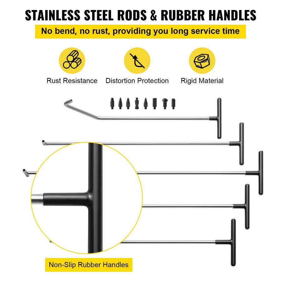 VEVOR Rods Dent Puller Stainless Steel Paintless Repair Kits Hail Removal 13 PCS