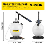 VEVOR Transmission Fluid Pressure Bleeder, 7.5L Large Capacity Transmission Oil Replacement Tool Set with 15 PCS ATF Filler Adapters, Transmission Oil Replacement Kit for Most Cars with Pressure Gauge - Close-Up Angle