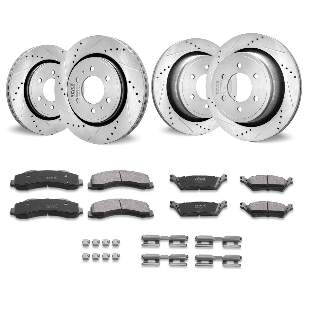 VEVOR Front and Rear Brake Kit Compatible with 2012-2020 Ford F-150(MPB Only), Drilled and Slotted Brake Rotors Ceramic Brake Pads Replacement, 13.8"