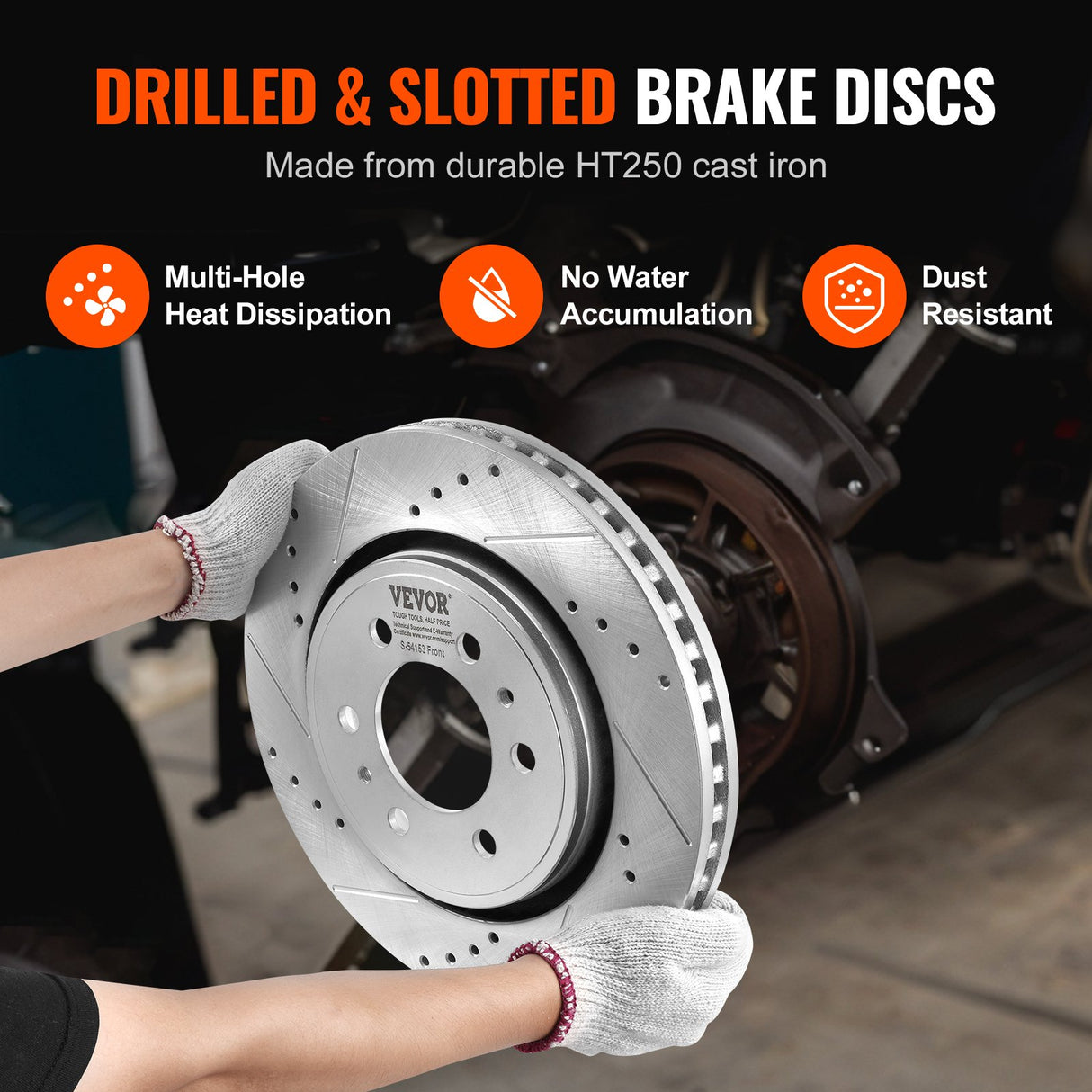VEVOR Front and Rear Brake Kit Compatible with 2012-2020 Ford F-150(MPB Only), Drilled and Slotted Brake Rotors Ceramic Brake Pads Replacement, 13.8"