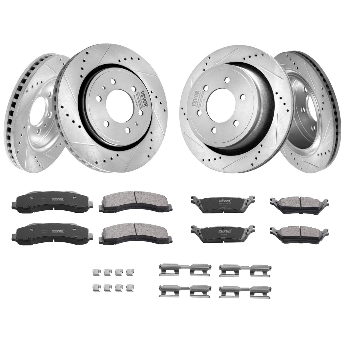 VEVOR Front and Rear Brake Kit Compatible with 2012-2020 Ford F-150(MPB Only), Drilled and Slotted Brake Rotors Ceramic Brake Pads Replacement, 13.8"
