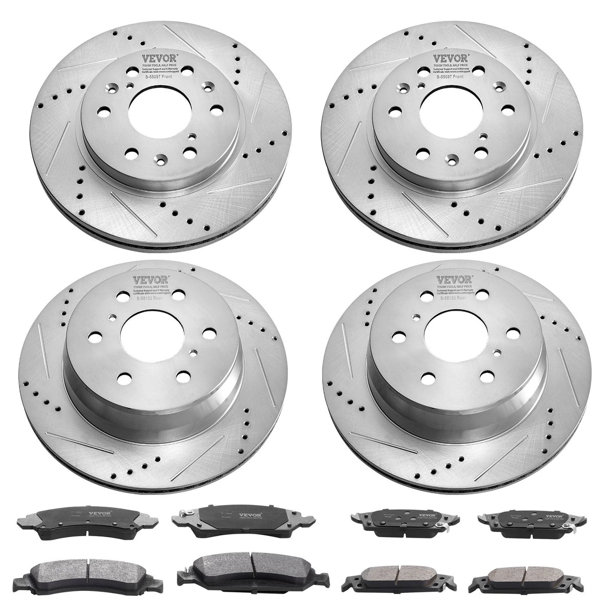 Front&Rear Rotors Disc Brake Pads Kit for 14-18 Chevy Silverado Gmc Sierra 1500