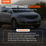 VEVOR Drilled Slotted Front Brake Rotors Pads Kit for Chevy Traverse GMC Acadia - Front View