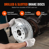 VEVOR Drilled Slotted Front Brake Rotors Pads Kit for Chevy Traverse GMC Acadia - Top-Down View