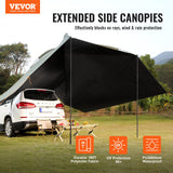 VEVOR Vehicle Awning, Large 10' x 7' Shade Coverage Car Side Awning, PU2000mm UV50+ Car Awning with Extended Side Canopies and Portable Storage Bag, Suitable for Truck, SUV, Van, Campers - Front View