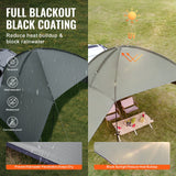 VEVOR Vehicle Awning, Large 10' x 7' Shade Coverage Car Side Awning, PU2000mm UV50+ Car Awning with Extended Side Canopies and Portable Storage Bag, Suitable for Truck, SUV, Van, Campers - Top-Down View