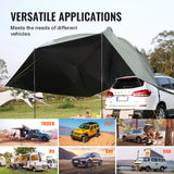 VEVOR Vehicle Awning, Large 10' x 7' Shade Coverage Car Side Awning, PU2000mm UV50+ Car Awning with Extended Side Canopies and Portable Storage Bag, Suitable for Truck, SUV, Van, Campers - Rear View