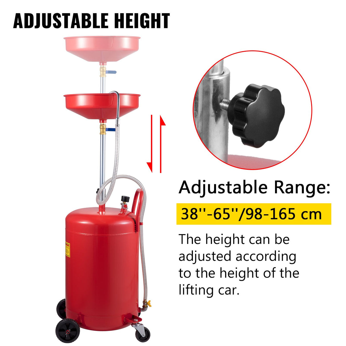 VEVOR Waste Oil Drain Tank Portable Oil Drain 20 Gallon Air Operated Drainer