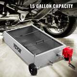 VEVOR Low Profile Oil Drain Pan Truck Drain Pan 57 L with Pump Hose Casters - Front View