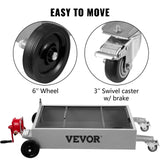 VEVOR Low Profile Oil Drain Pan Truck Drain Pan 57 L with Pump Hose Casters - Top-Down View